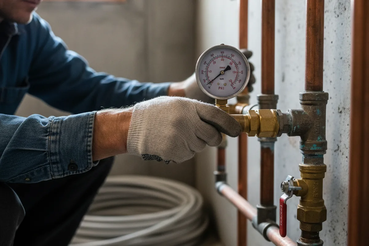 Pressure testing a repaired line during Water Line Repair in Pittsburgh